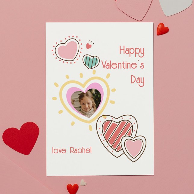 De Correspondance Cute Photo Heart Classroom Carte Saint-Valentin (Cute Photo Heart Classroom Valentine's Day Card
)
