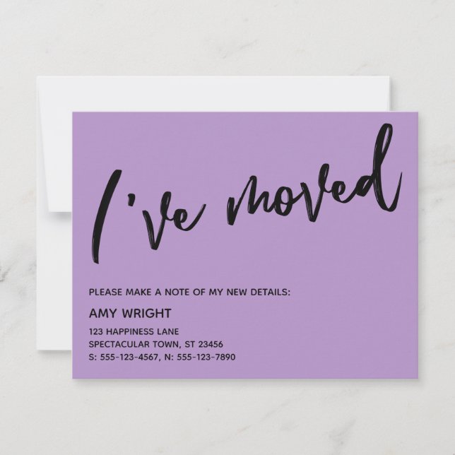 De Correspondance Décontracté J'ai déplacé Purple Nouvelle carte d'a (Devant)