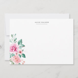 De Correspondance délicate rose florale roses Papier à lettres Carte