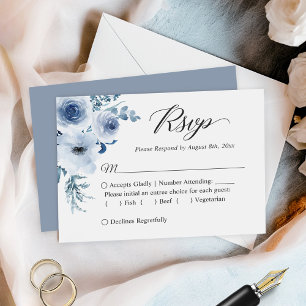 De Correspondance Dusty Blue Botanical Floral Budget Petite carte RS