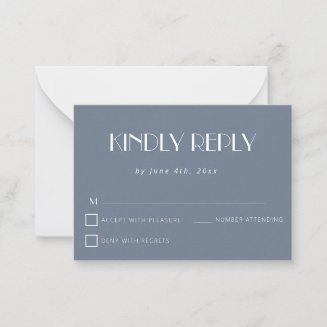 De Correspondance Dusty Blue Simple Budget Wedding Carte RSVP (Devant)