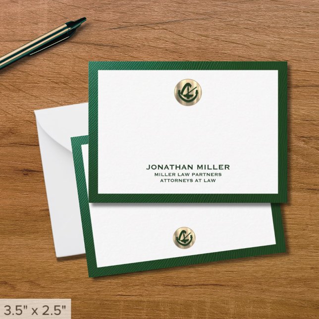 De Correspondance Elégant Carte pour notes vert avec Gold Logo Cabin (Créateur téléchargé)