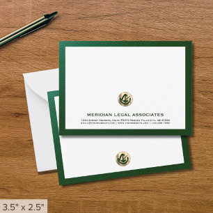 De Correspondance Elégant Carte pour notes vert avec Gold Logo Law O