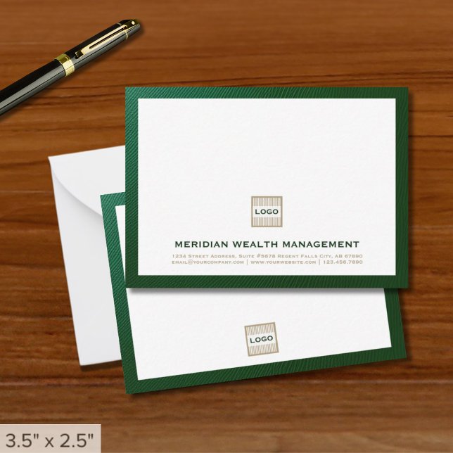De Correspondance Élégant Carte pour notes vert avec logo (Créateur téléchargé)