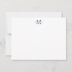 De Correspondance Élégant Monogramme Monogramme Marine Carte Bleue N