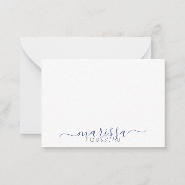 De Correspondance Élégant script moderne Monogramme bleu Nom Carte d (Devant)