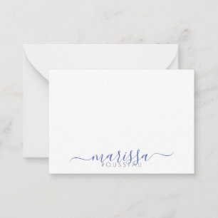 De Correspondance Élégant script moderne Monogramme bleu Nom Carte d