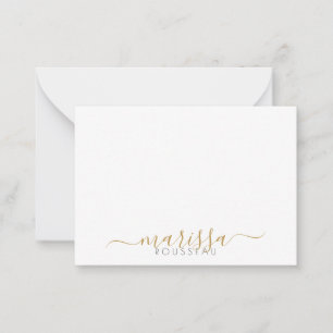 De Correspondance Élégant Script moderne Or Monogramme Nom Carte Not
