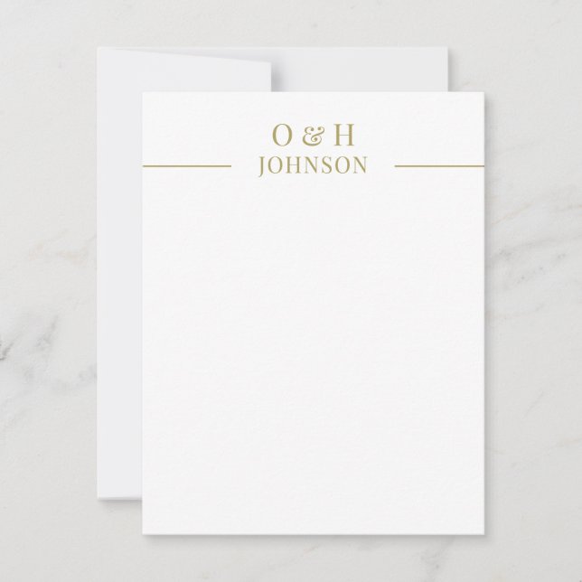 De Correspondance Elégante carte Monogram Gold Mariage blanc (Devant)