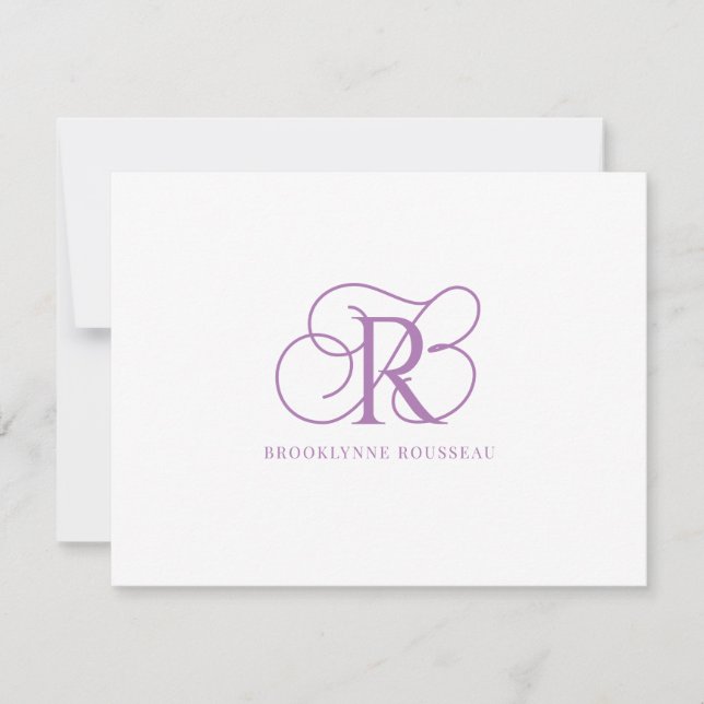 De Correspondance Élégante carte Monogram Lavender (Devant)