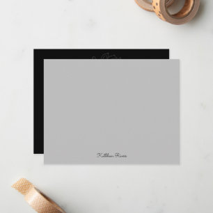 De Correspondance Elégante carte personnalisée Gris et Noir
