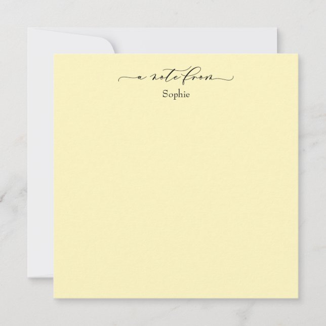 De Correspondance Élégante "Note De" Carte Simple Pale Jaune (Devant)