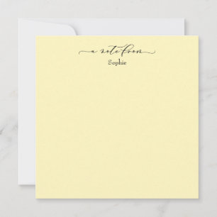 De Correspondance Élégante "Note De" Carte Simple Pale Jaune