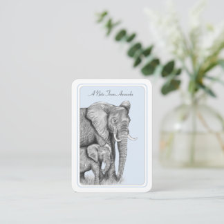 De Correspondance Eléphants gris carte à note plat personnalisée