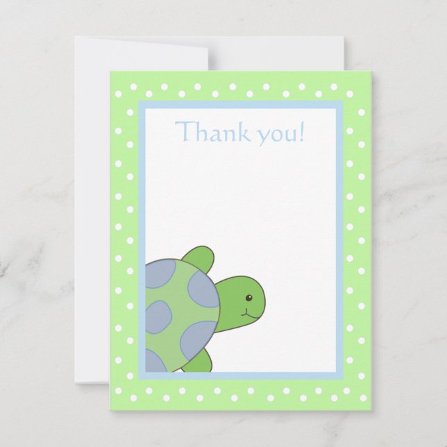De Correspondance Happy Sea Turtle Green Merci note carte à plat (Devant)