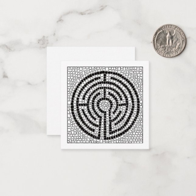 De Correspondance LABYRINTH VII Carte plate carrée 2,5" / Blanche (Devant/Arrière en situation)