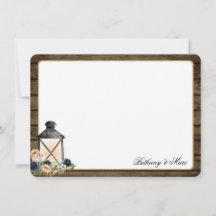 Lanterne et Fleurs Rustique Remercier Carte Note