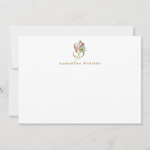 De Correspondance LETTRE D'OR MONOGRAPHIQUE S Pretty Floral Carte No