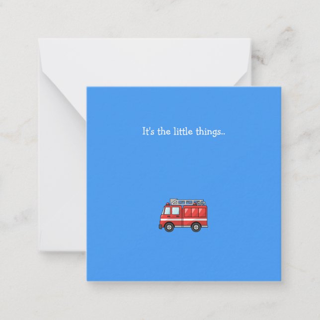 De Correspondance Little Fire Truck Mini Remercier Carte Note (Devant)