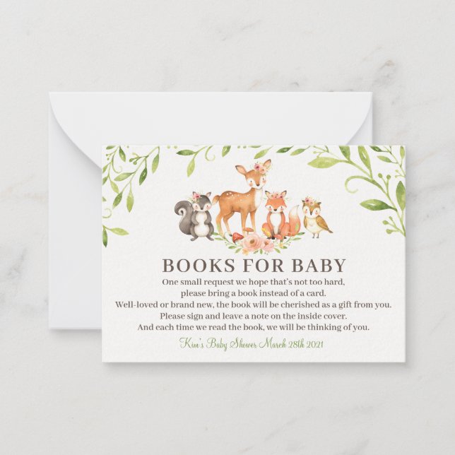 De Correspondance Livres Woodland pour carte Baby shower (Devant)