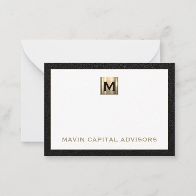 De Correspondance Luxe Carte pour notes Monogramme noir et or (Devant)