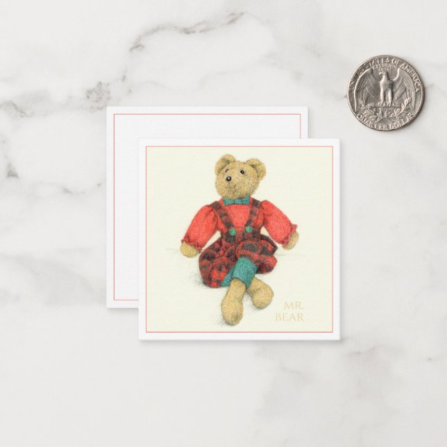 De Correspondance M. OURS Carte Carrée Plate 6,35 cm (Devant/Arrière en situation)