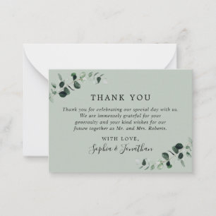 De Correspondance Mariage Eucalyptus Sage Mini Remerciements Carte N