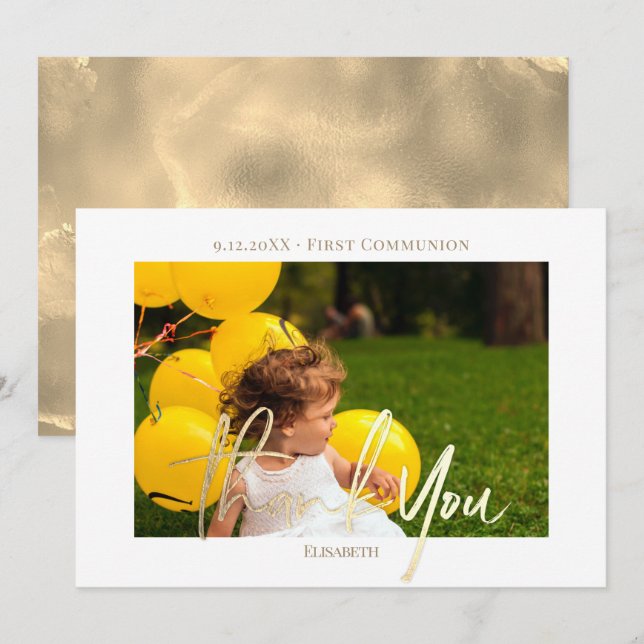 De Correspondance Merci Premier Carte photo Communion avec Enveloppe (Devant / Derrière)