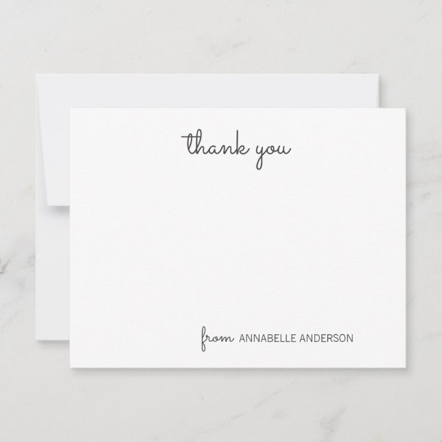 De Correspondance Merci rose mou simple Script Carte pour notes pers (Devant)