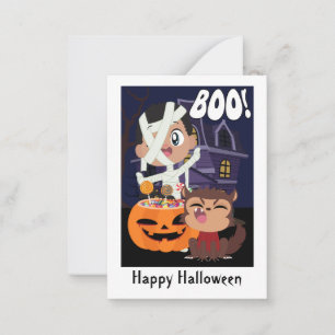 De Correspondance Mini carte Halloween Mummy, Citrouille et Werewolf