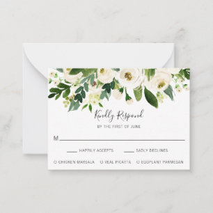 De Correspondance Mini carte RSVP Mariage blanc élégant