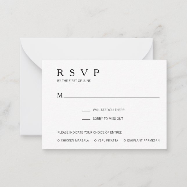 De Correspondance Mini carte RSVP Mariage moderne simple (Devant)