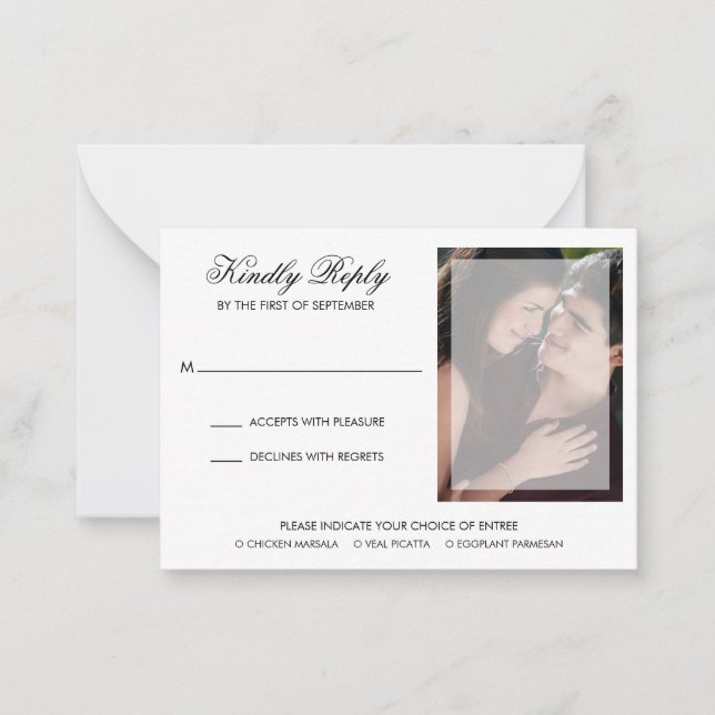 De Correspondance Mini carte RSVP Mariage photo design moderne (Devant)