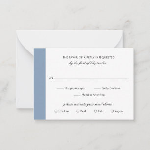 De Correspondance Mini carte RSVP mini Mariage bleu Dusty