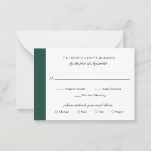 De Correspondance Mini carte RSVP mini Mariage vert émeraude