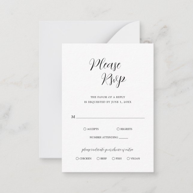 De Correspondance Mini carte RSVP simple Mariage contemporain (Devant)