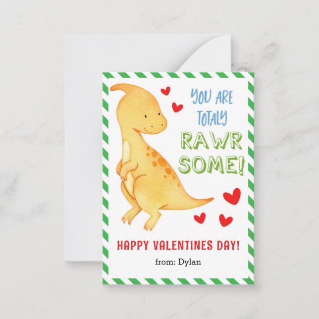De Correspondance Mini carte Saint Valentin Dinosaur pour enfants (Devant)