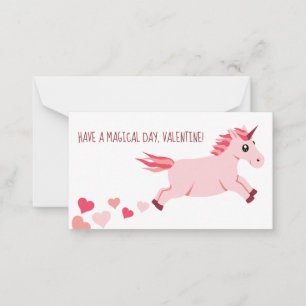 De Correspondance Mini Carte Saint Valentin Unicorne Rose avec Coeur