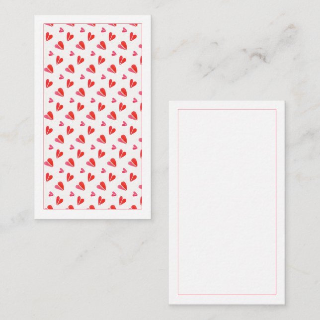 De Correspondance MINI COEURS 3,5x2 Carte Plate Vierge (Devant / Derrière)
