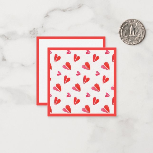 De Correspondance MINI COEURS 6,35 cm Carte Carrée Plate II (Devant/Arrière en situation)