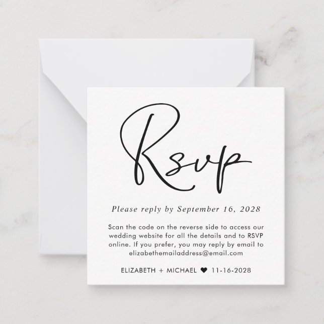De Correspondance Minimal moderne site Mariage QR Code carte RSVP (Devant)
