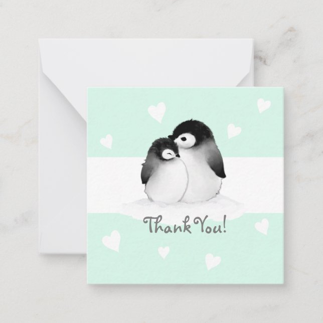 De Correspondance Mint Heart Penguin Merci Carte pour notes (Devant)