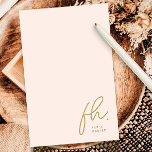 De Correspondance Monogram Blush Moderne Chic Script Carte pour note