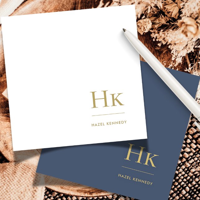 De Correspondance Monogram Marine or Simple Elegant Carte pour notes (Créateur téléchargé)