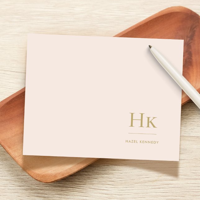 De Correspondance Monogramme Blush Simple Feminine Carte pour notes  (Créateur téléchargé)