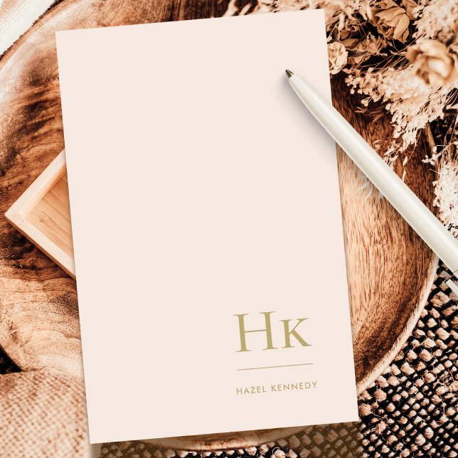 De Correspondance Monogramme Blush Simple Feminine Carte pour notes  (Créateur téléchargé)