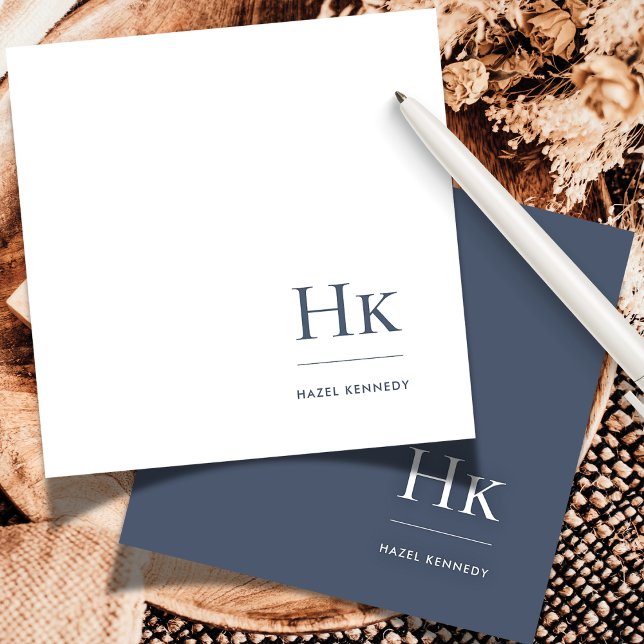 De Correspondance Monogramme Marine Blanc Simple Élégant Carte pour  (Créateur téléchargé)
