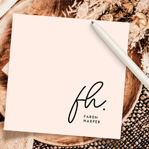 De Correspondance Monogramme Simple Script Chic Blush Social Carte p