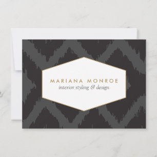 De Correspondance Motif Ikat en Gris foncé Designer Carte pour notes
