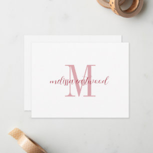 De Correspondance Nom élégant écriture Rose Monogramme Carte simple